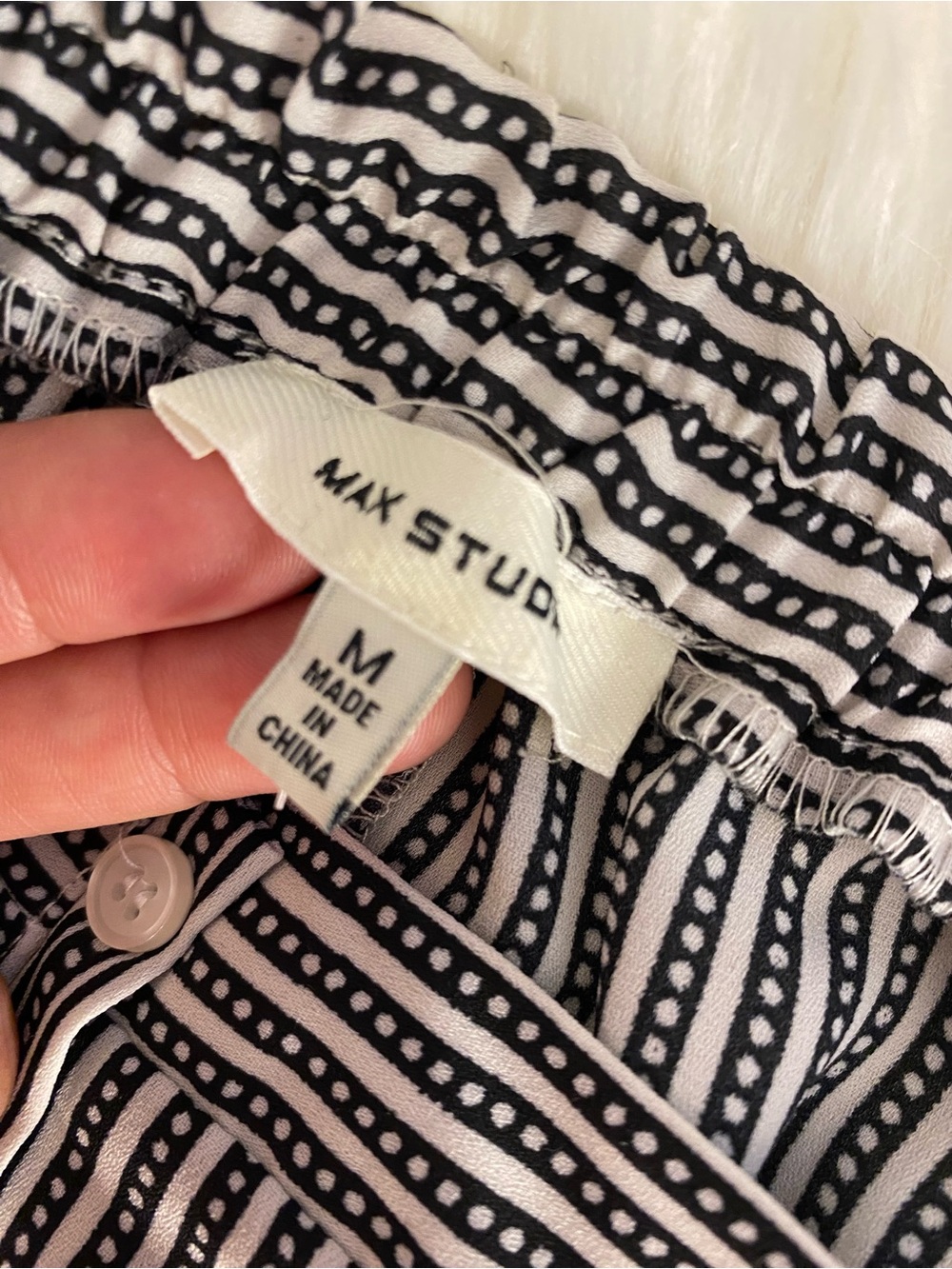 Max Studio Black and White Vertical Stripe Button-Front Midi Skirt - Picture 8 of 12